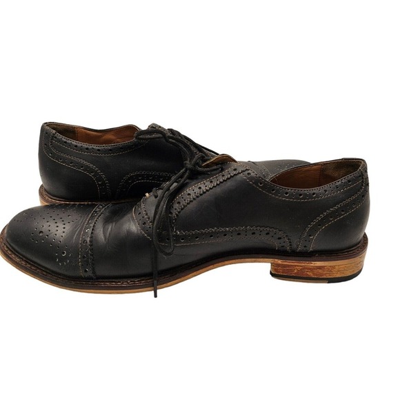 Warfield & Grand Black Shoes Mens 11 Oxford Designer Luxury Cap-Toe Wing Work main image 6